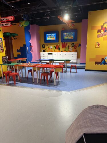 empty tables and chairs at legoland